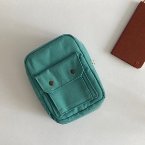 Estuche de lona con cremallera para diario A6 con bolsillo frontal, funda para cuaderno con cremallera y bolsillos, estuche para cuaderno de bocetos de 2,7", funda para planificador A5 con cremallera