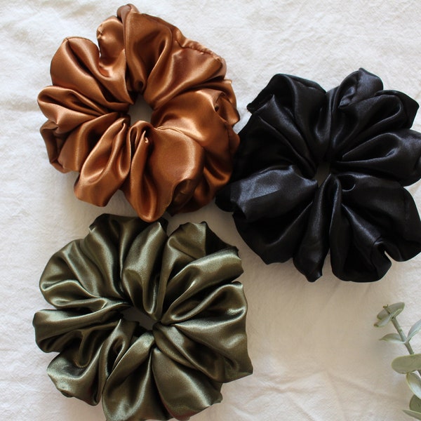 Jumbo Charmeuse Satin Scrunchie, Oversize XXL Large Scrunchies, Ponytail Elastic Hair Tie, Handmade Hair Accessories, Bridesmaid Gift