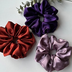 Jumbo Charmeuse Satin Scrunchie, Oversize XXL Large Scrunchies, Ponytail Elastic Hair Tie, Handmade Hair Accessories, Bridesmaid Gift Bild 5