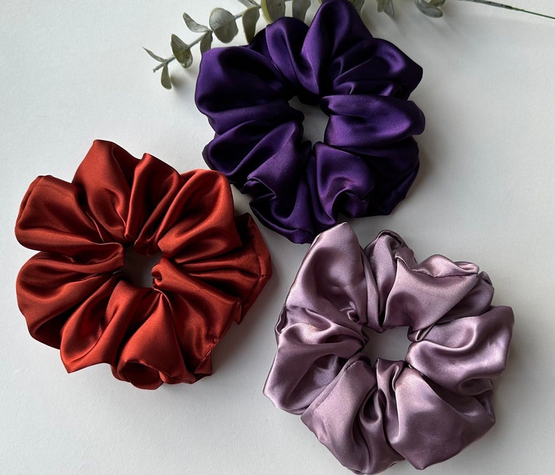 Jumbo Charmeuse Satin Scrunchie, Oversize XXL Large Scrunchies, Ponytail Elastic Hair Tie, Handmade Hair Accessories, Bridesmaid Gift Bild 5