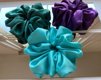 Jumbo Satin Scrunchie, Oversize XXL Large Scrunchie, Ponytail Scrunchie, Elastic Hair Tie, Handmade Hair Accessories, Bridesmaid Gift