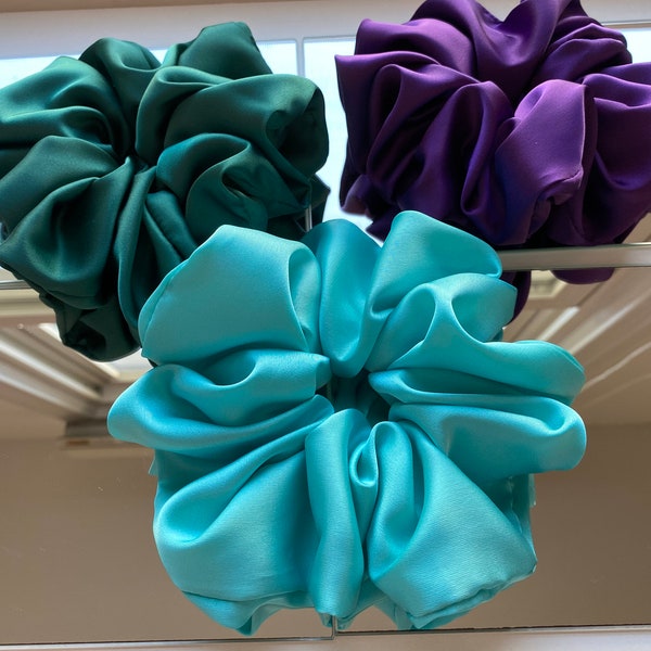 Jumbo Satin Scrunchie, Oversize XXL Large Scrunchie, Ponytail Scrunchie, Elastic Hair Tie, Handmade Hair Accessories, Bridesmaid Gift