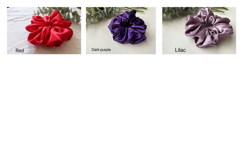 Jumbo Charmeuse Satin Scrunchie, Oversize XXL Large Scrunchies, Ponytail Elastic Hair Tie, Handmade Hair Accessories, Bridesmaid Gift image 8