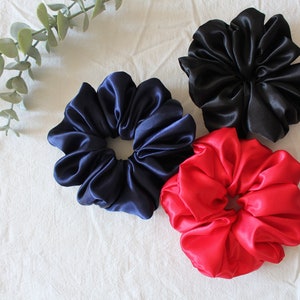 Jumbo Charmeuse Satin Scrunchie, Oversize XXL Large Scrunchies, Ponytail Elastic Hair Tie, Handmade Hair Accessories, Bridesmaid Gift image 3