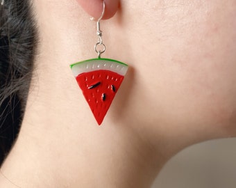 Cute Watermelon Slice Earrings Fruit Earrings Resin Dangle Earrings Summer Earrings Gift for her