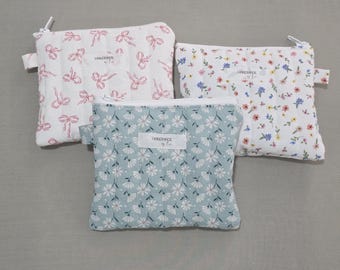 Handmade Floral Quilted Mini Pouch, Cotton Clutch Wallet