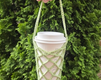 Boba Cup Holder Iced Coffee Cup Sleeve Drink Carrier Purse Reusable Handmade Crochet Loose Cotton Knit