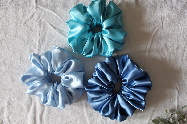 Jumbo Charmeuse Satin Scrunchie, Oversize XXL Large Scrunchies, Ponytail Elastic Hair Tie, Handmade Hair Accessories, Bridesmaid Gift image 4