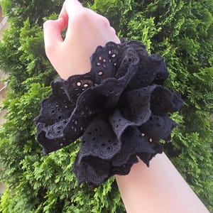 Jumbo Four layers French style Scrunchies, Broderie Anglaise, Oversize XXL Scrunchies, Elastic Hair Tie, Handmade Hair Accessories