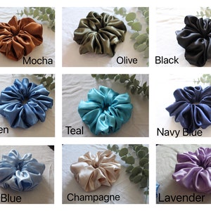 Jumbo Charmeuse Satin Scrunchie, Oversize XXL Large Scrunchies, Ponytail Elastic Hair Tie, Handmade Hair Accessories, Bridesmaid Gift image 7