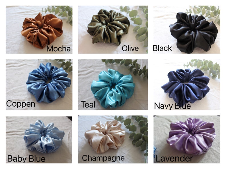 Jumbo Charmeuse Satin Scrunchie, Oversize XXL Large Scrunchies, Ponytail Elastic Hair Tie, Handmade Hair Accessories, Bridesmaid Gift image 7