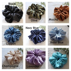 Jumbo Charmeuse Satin Scrunchie, Oversize XXL Large Scrunchies, Ponytail Elastic Hair Tie, Handmade Hair Accessories, Bridesmaid Gift Bild 8