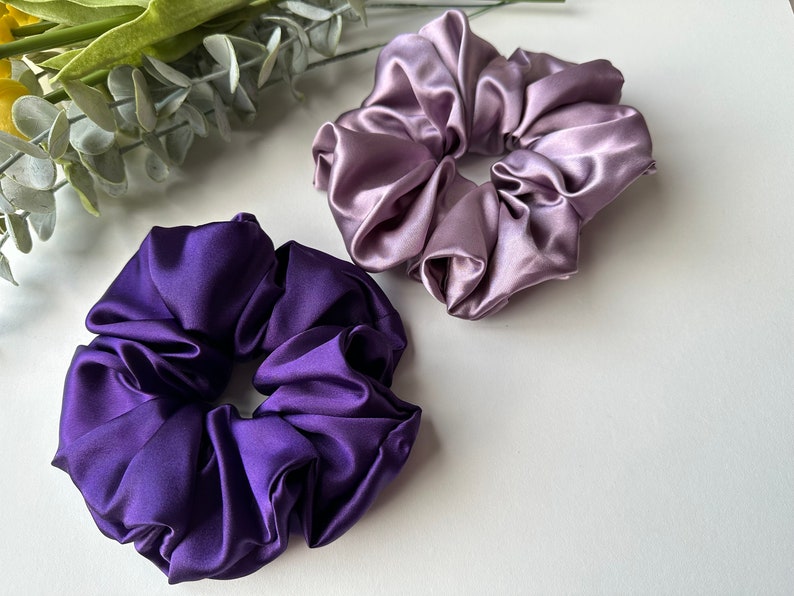 Jumbo Charmeuse Satin Scrunchie, Oversize XXL Large Scrunchies, Ponytail Elastic Hair Tie, Handmade Hair Accessories, Bridesmaid Gift image 2