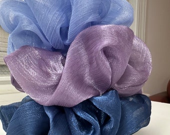 Jumbo Organza Scrunchie, Oversize XXL Large Scrunchies, Ponytail Elastic Hair Tie, Handmade Hair Accessories, Bridesmaid Gift