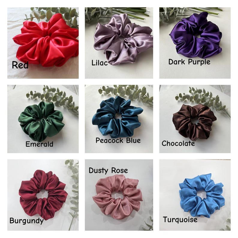 Jumbo Charmeuse Satin Scrunchie, Oversize XXL Large Scrunchies, Ponytail Elastic Hair Tie, Handmade Hair Accessories, Bridesmaid Gift Bild 9