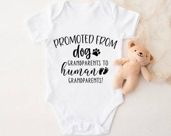 Promoted From Dog Grandparents To Human Grandparents | Baby Onesie | Personalised Bodysuit