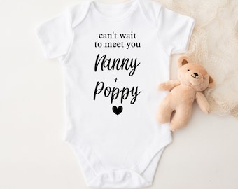 Can’t Wait To Meet You Nanny & Poppy | Baby Onesie | Personalised Bodysuit