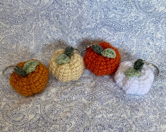 Pumpkin Crochet Keychain Fall Amigurumi Accessory