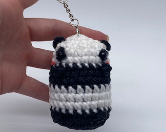 Panda crochet keychain black and white Amigurumi accessory