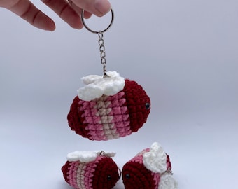 Love Bee Crochet Keychain Bumblebee Amigurumi Accessory