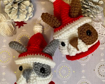 Christmas Frenchie Crochet Decoration Amigurumi Ornament