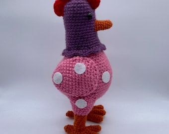 Crocheted Pink chicken ornament yarn decoration