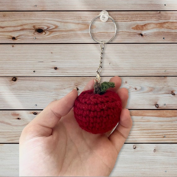 Apple Crochet Keychain Amigurumi Food Accessory Etsy