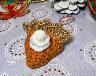 Pumpkin Pie Slice Crochet Ornament Christmas Amigurumi Decoration