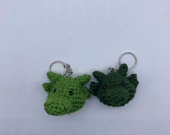 Green Dragon Crochet Keychain Animal Amigurumi Accessory