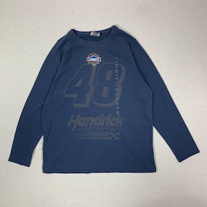 Vintage Blue Jimmy Johnson 48 Lowes Racing Team Nascar Long Sleeve Thermal T-shirt - XL - Y2K