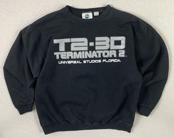 Vintage Black Terminator 2 T2-3D Crewneck Sweater - L - 90s