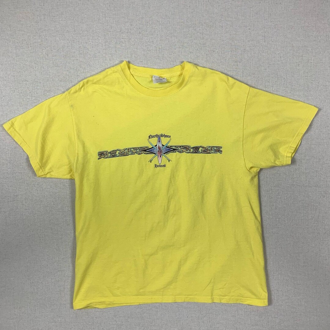 注目の福袋をピックアップ！ - L - T-shirt Surf Hawaii Shore North Yellow Vintage 90s Etsy - トップス