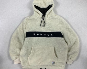 Kangol Spellout Sherpa Deep Pile Fleece Hoodie. L.