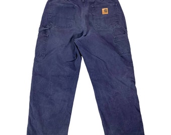 Vintage Blue Carhartt Carpenter Pants Size 34 tagged 36 90s