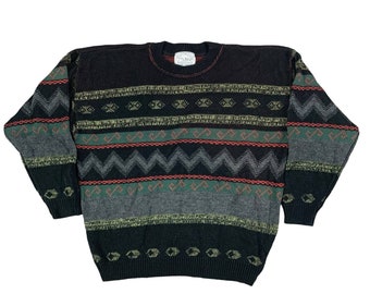 Vintage Striped Great Canadian Rugged Wear Knit Sweater L 90s