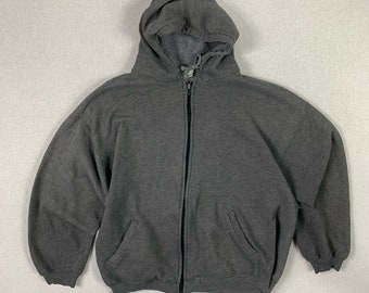 Vintage Grey Athletic Works Boxy Fit Blank Zip Up Hoodies - M - 80s