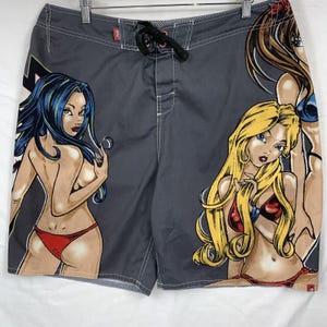 Lost Mayhem Surfboard Shorts Baggy Swim Anime Bikini Girl 40
