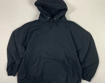 Vintage Black Hanes Print Pro Ultimate Cotton Blank Hoodie Sweatshirt - 2XL -90s