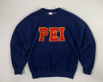 Vintage Boxy PEI College Style Spellout Boxy Crewneck Pullover - M - 90er Jahre