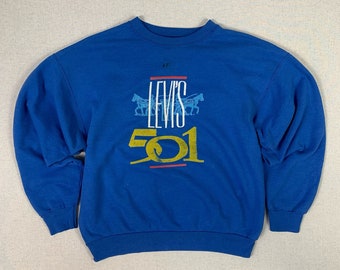 Vintage Blauer Levi's 501 Rundhals-Pullover - M - 90er Jahre