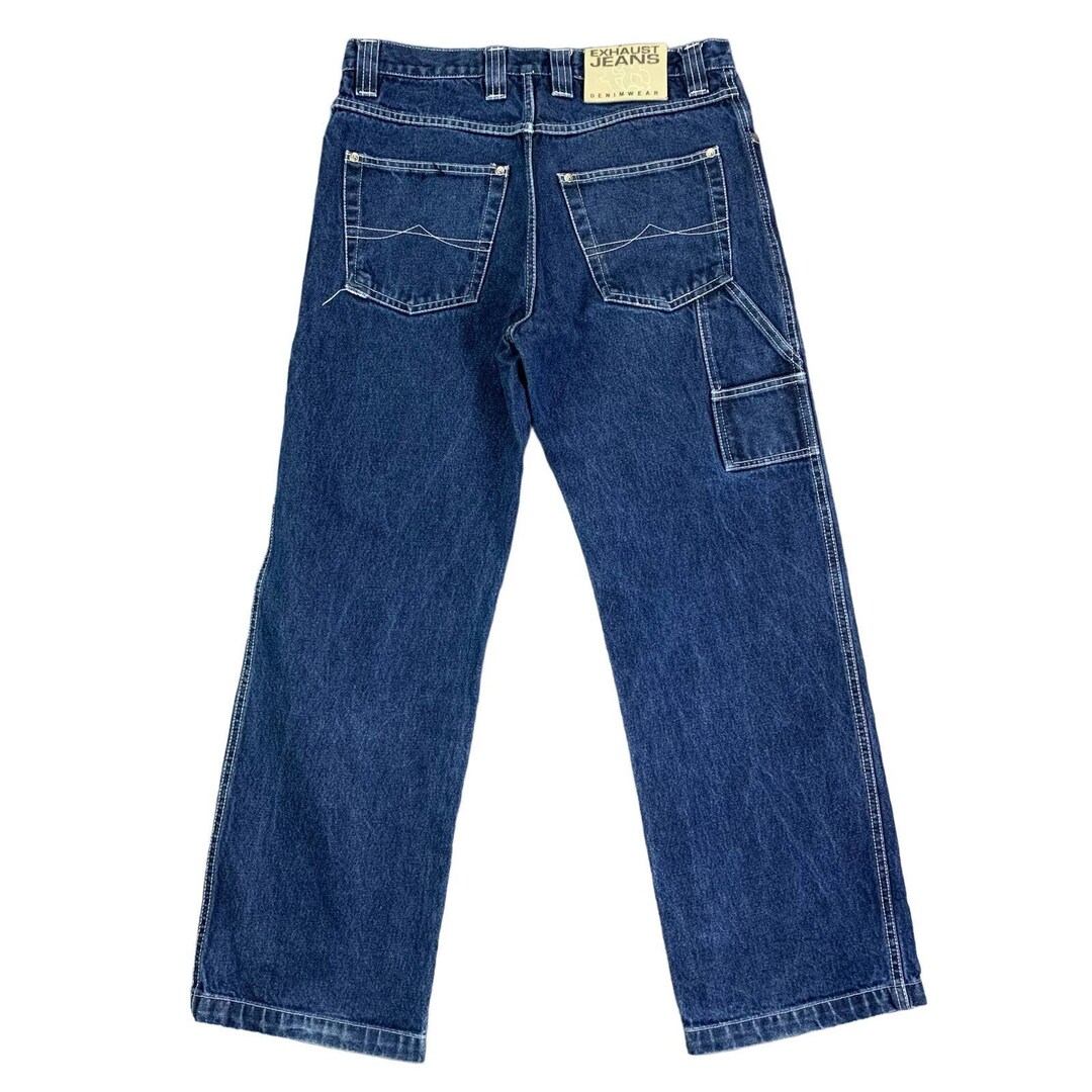 Vintage Blue Exhaust Jeans Baggy Wide Leg Fit 32 Tagged 30 90s Etsy