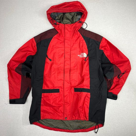 Giacca vintage The North Face Gore-Tex Shell rossa nera L anni