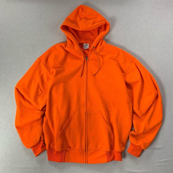 Vintage Orange Ace Sportswear INC Zip-up Themal Hoodie Boxy