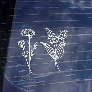 Birth Month Flower Decal,  Car Window Sticker, Birth Flower Car Accessory , Car Vinyl Sticker