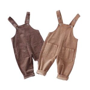 Toddler Corduroy Overalls | Pumpkin Patch Outfit | Thanksgiving Boy Outfit | Brown Autumn Overalls | Unisex Overalls