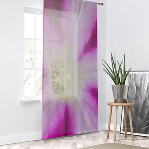 Hot Pink Curtain, Sheer Pink Curtain, Sheer Flower Curtain, Minimalist Pink Flower Curtain, Floral Pink Curtain, Modern Hot Pink Curtain