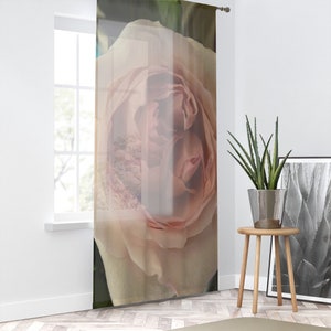 Pink Pastel Rose Curtain, Sheer Rose Curtain, Flower Window Treatment, Curtain Pink Rose, Minimalist Sheer Rose Curtain, Modern Pink Curtain