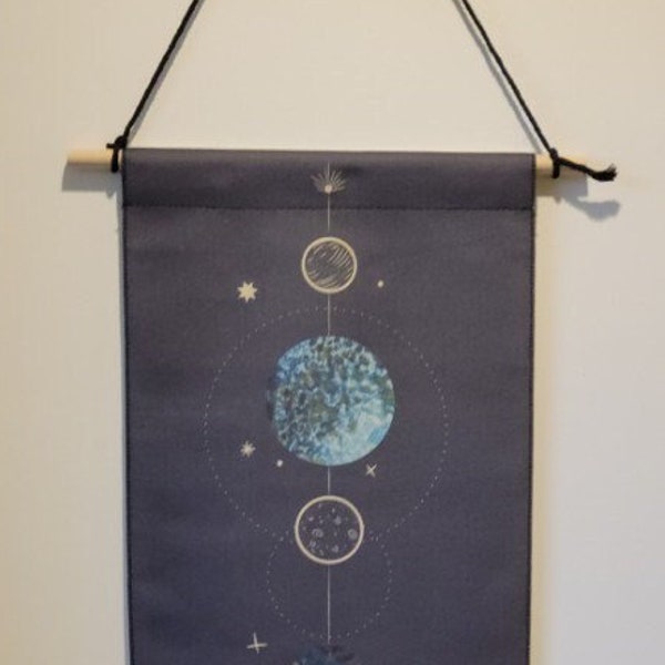 Long Planetary Wall Scroll in Off-Black