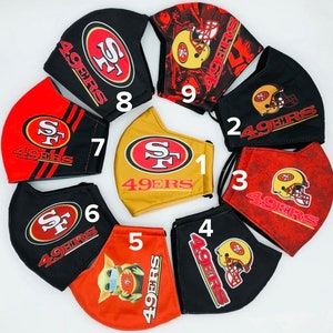 NFL San Francisco 49ers high-quality assorted face mask, 49ers face mask, SF face mask, adult face mask, NFL face mask, sports face mask