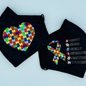 Autism Awareness Adult high-quality face mask, Autism face mask, puzzle face mask, fashion face mask, reusable and washable face mask